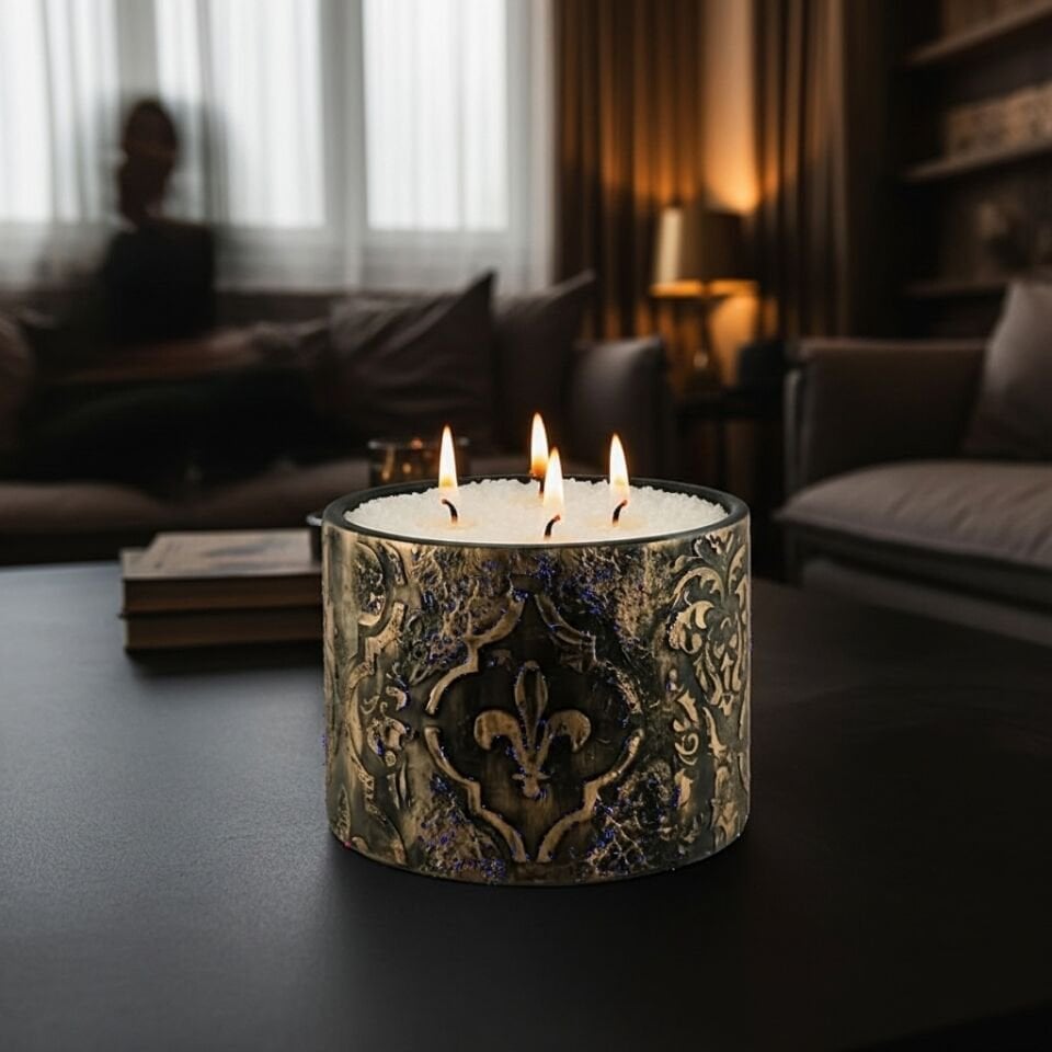 Barok El Yapımı Beton Mum Seti