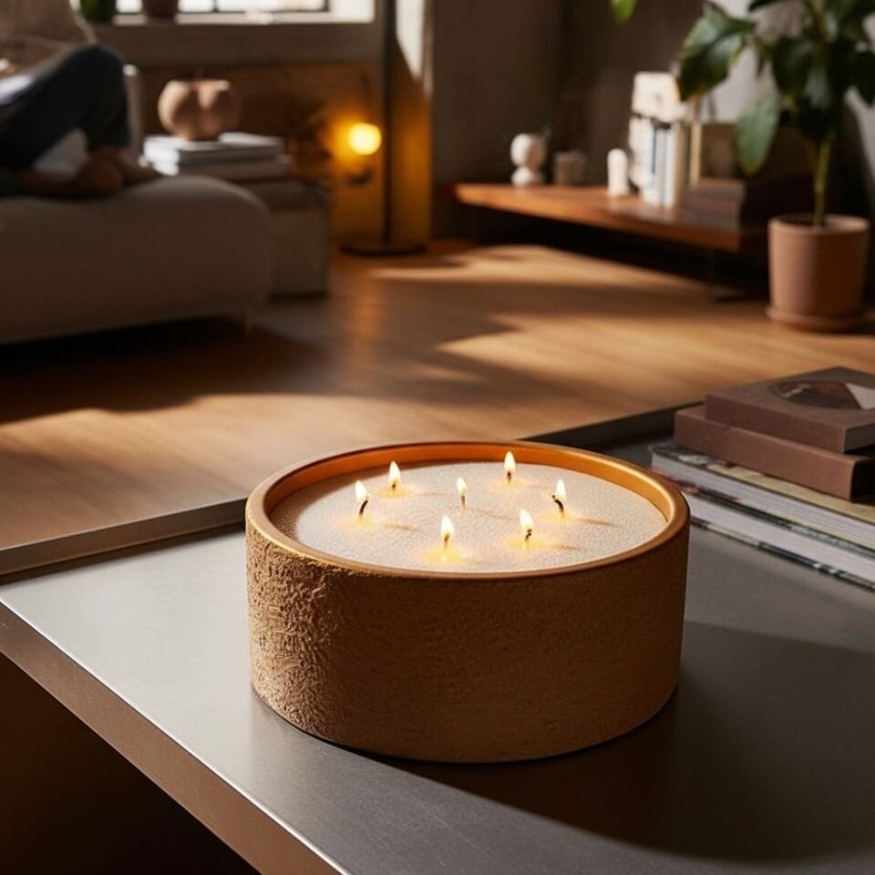Luvora El Yapımı Beton Mum Seti