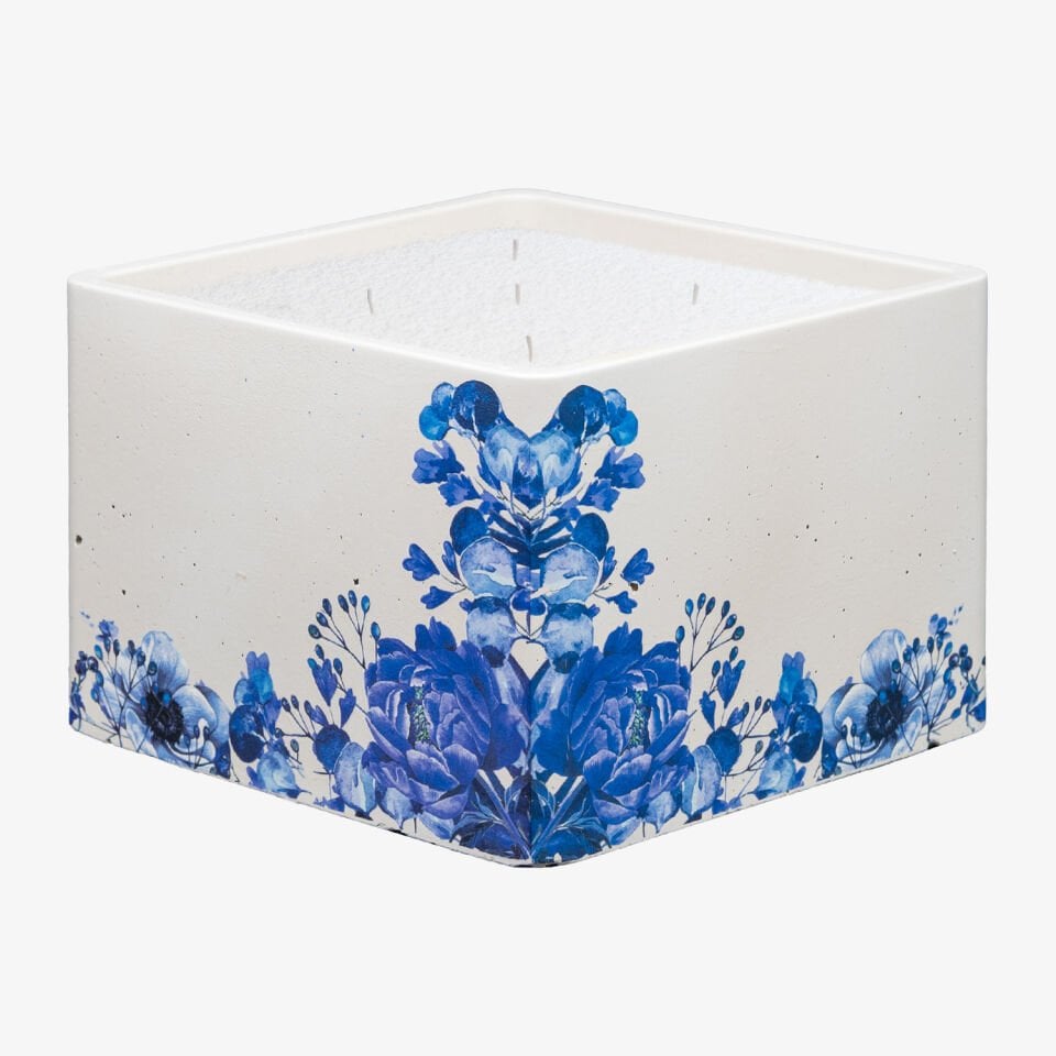 Square Floral El Yapımı Beton Mum Seti