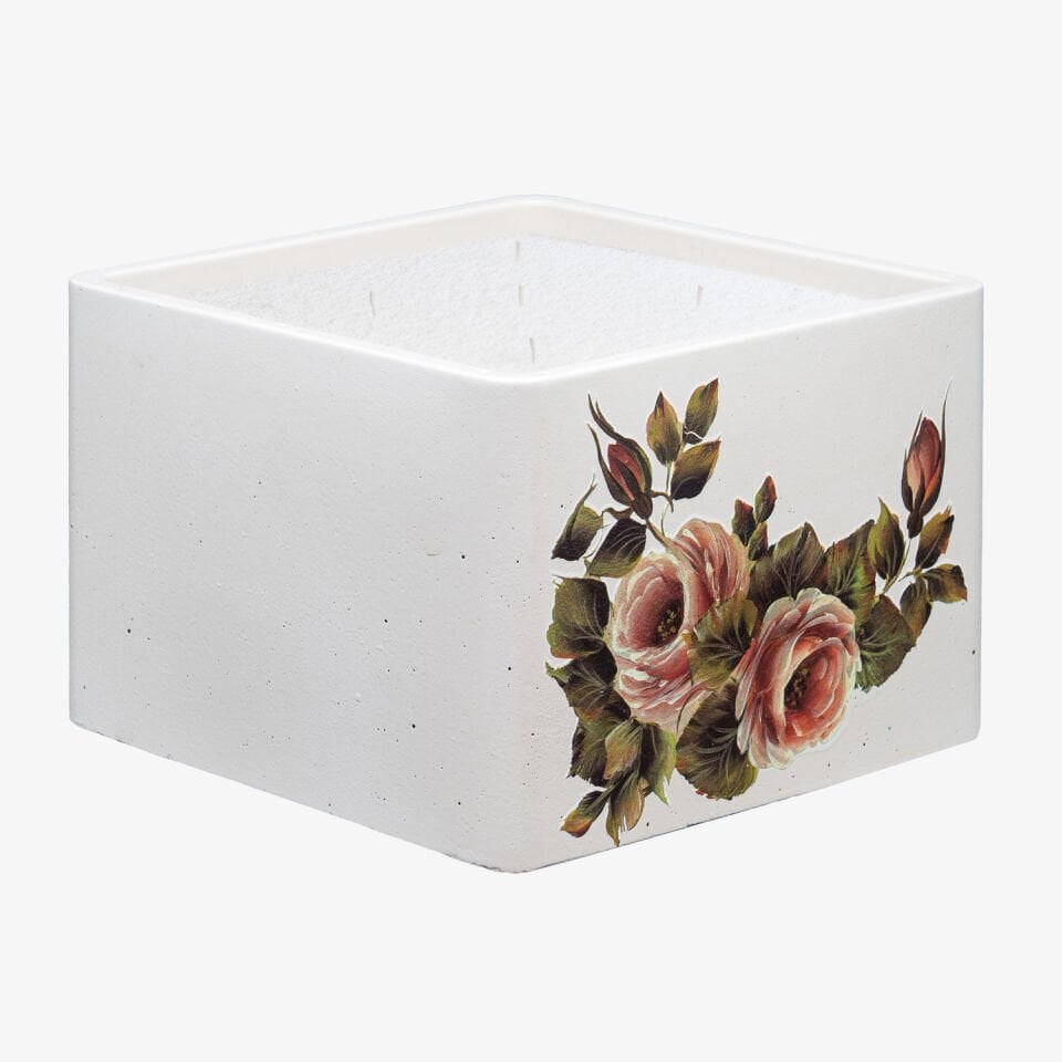 Square Floral El Yapımı Beton Mum Seti