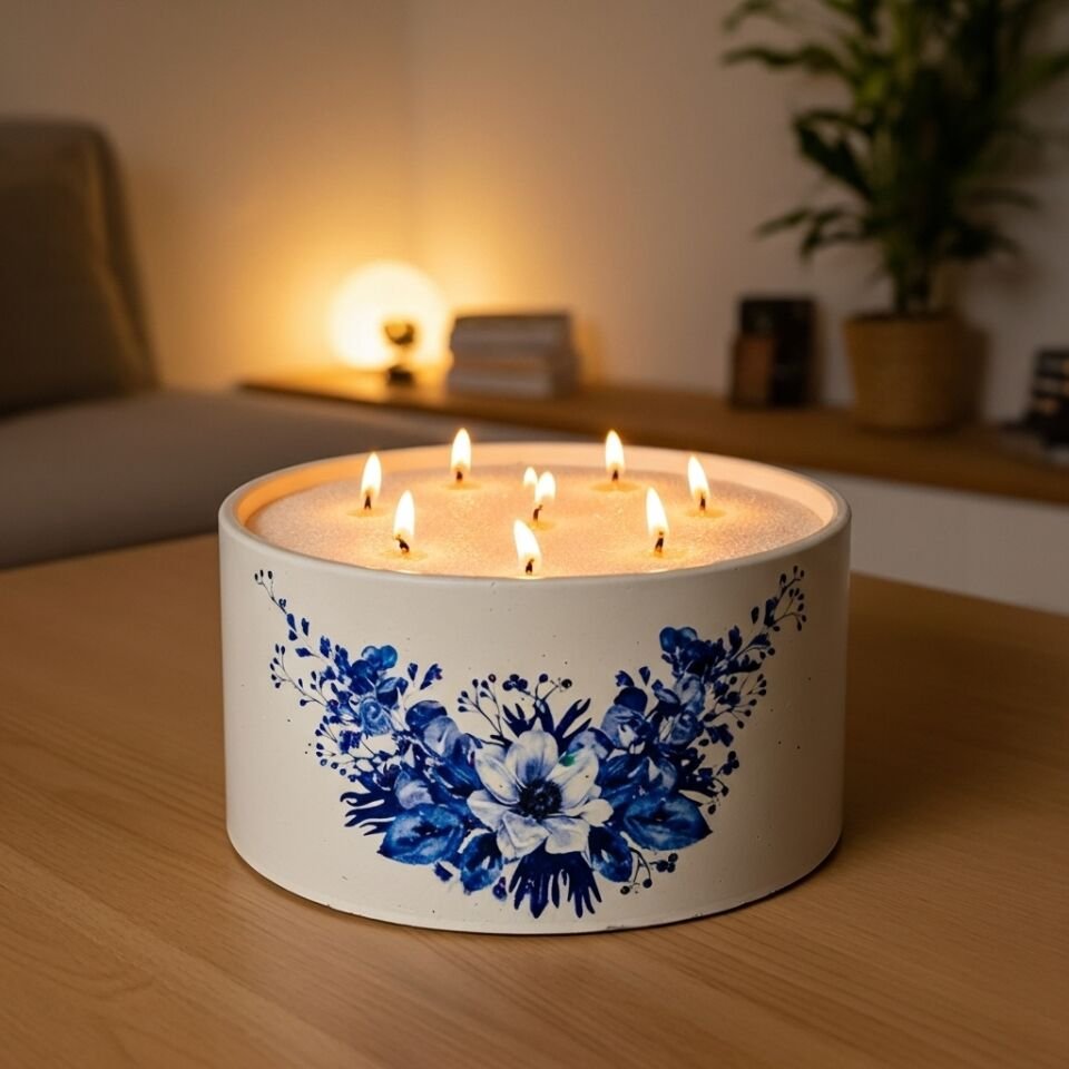 Fresia El Yapımı Beton Mum Seti