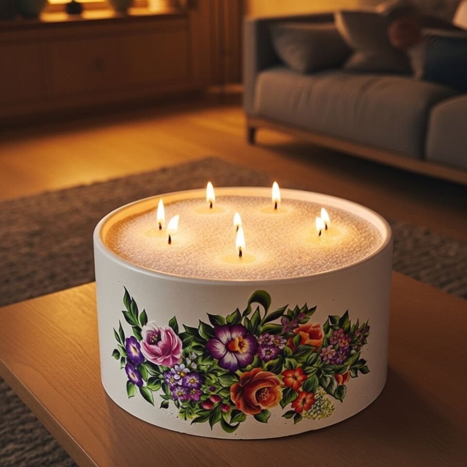 Fresia El Yapımı Beton Mum Seti