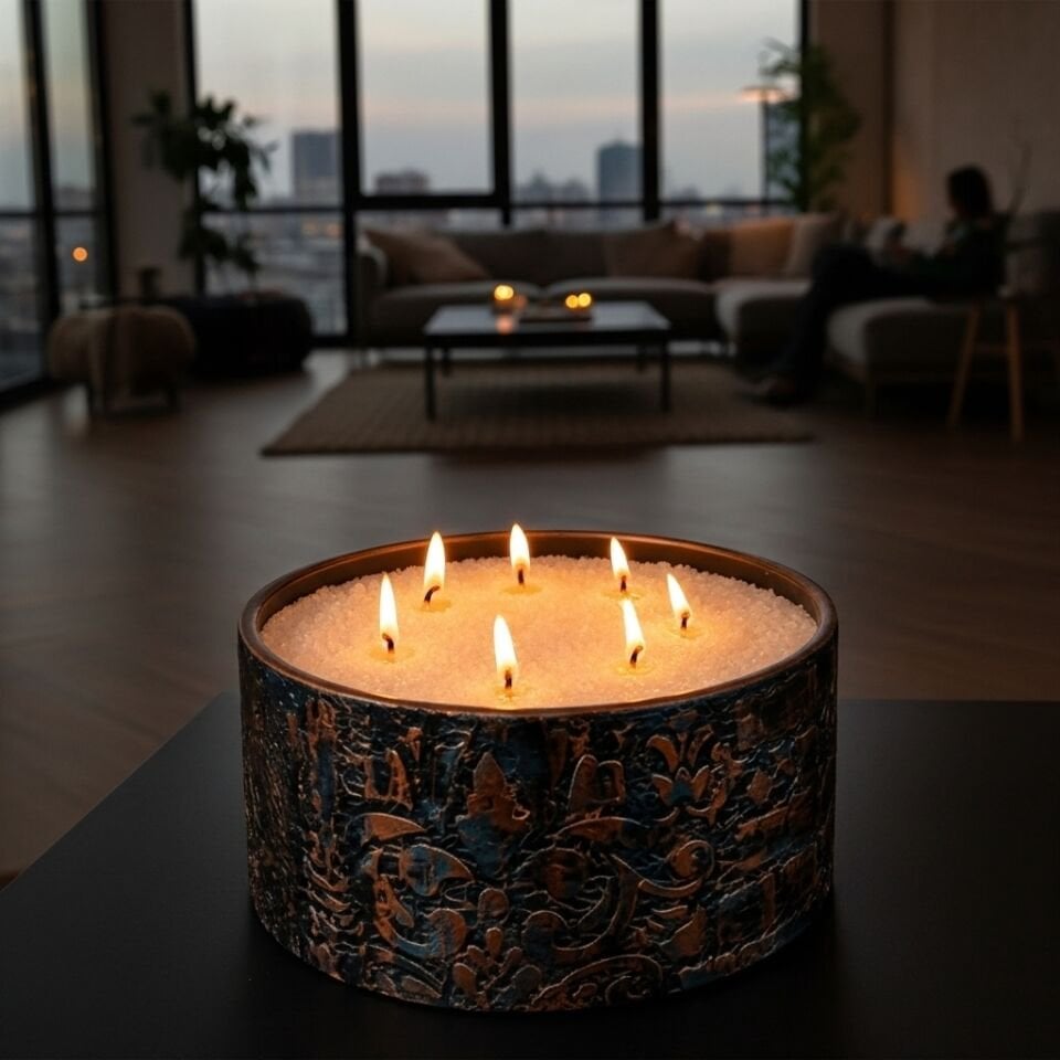 Krona El Yapımı Beton Mum Seti