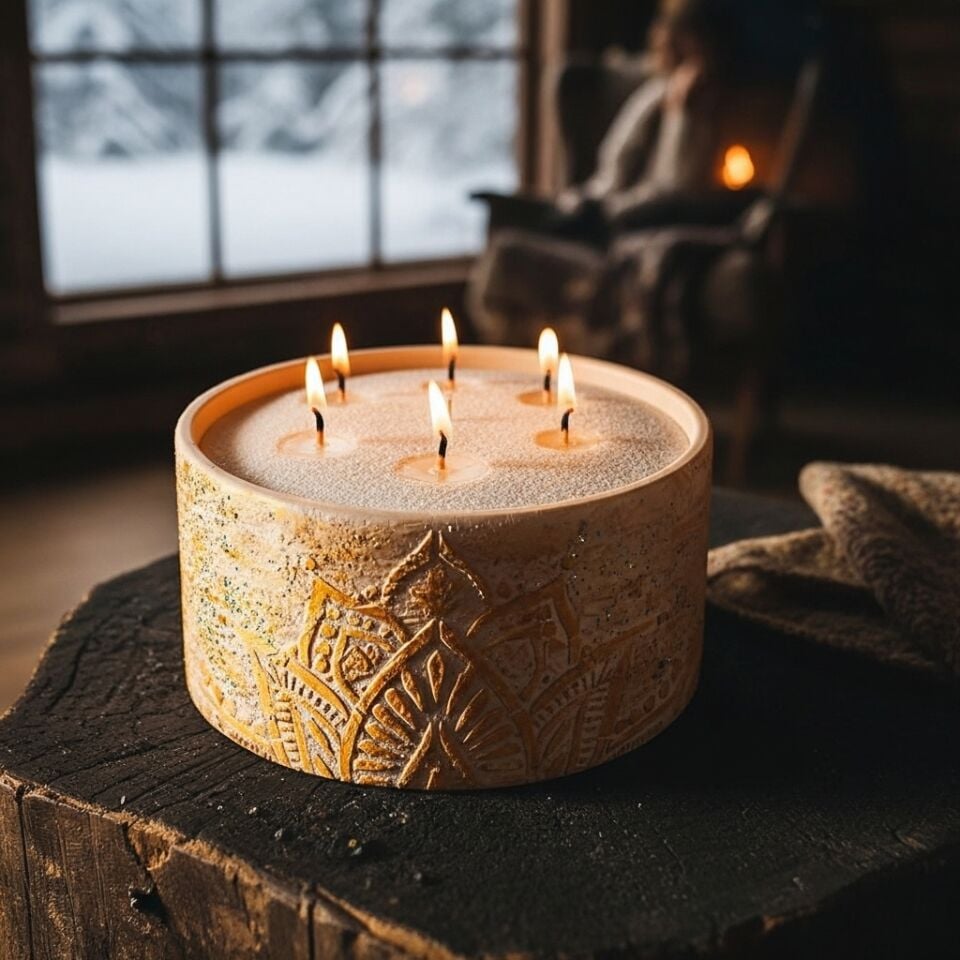 Rovena El Yapımı Beton Mum Seti